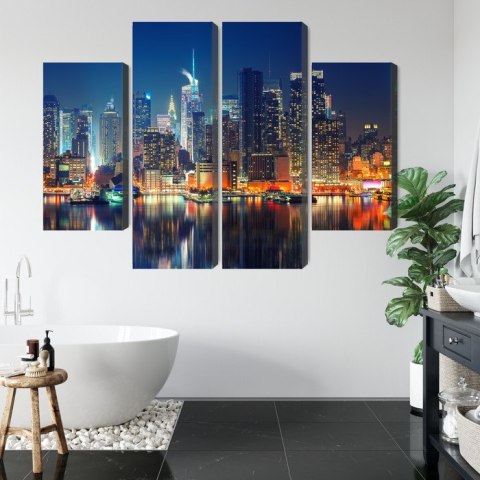Obraz Wieloczęściowy Panoramiczny Widok Na Manhattan Nocą Obraz Wieloczęściowy Panoramiczny Widok Na Manhattan Nocą