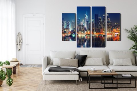 Obraz Wieloczęściowy Panoramiczny Widok Na Manhattan Nocą Obraz Wieloczęściowy Panoramiczny Widok Na Manhattan Nocą