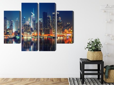 Obraz Wieloczęściowy Panoramiczny Widok Na Manhattan Nocą Obraz Wieloczęściowy Panoramiczny Widok Na Manhattan Nocą