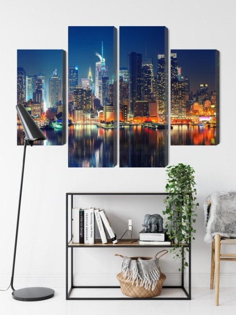 Obraz Wieloczęściowy Panoramiczny Widok Na Manhattan Nocą Obraz Wieloczęściowy Panoramiczny Widok Na Manhattan Nocą