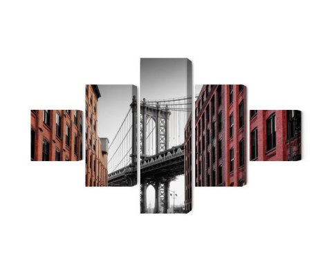 Obraz Wieloczęściowy Widok Na Most Manhattan Bridge Z Ulicy Washington Street Obraz Wieloczęściowy Widok Na Most Manhattan Bridge Z Ulicy Washington Street
