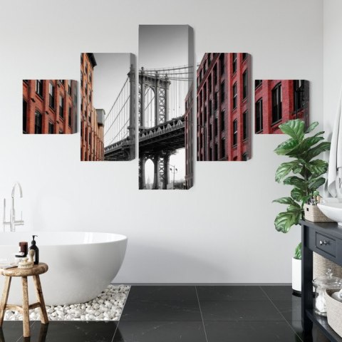 Obraz Wieloczęściowy Widok Na Most Manhattan Bridge Z Ulicy Washington Street Obraz Wieloczęściowy Widok Na Most Manhattan Bridge Z Ulicy Washington Street