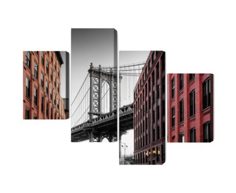 Obraz Wieloczęściowy Widok Na Most Manhattan Bridge Z Ulicy Washington Street Obraz Wieloczęściowy Widok Na Most Manhattan Bridge Z Ulicy Washington Street