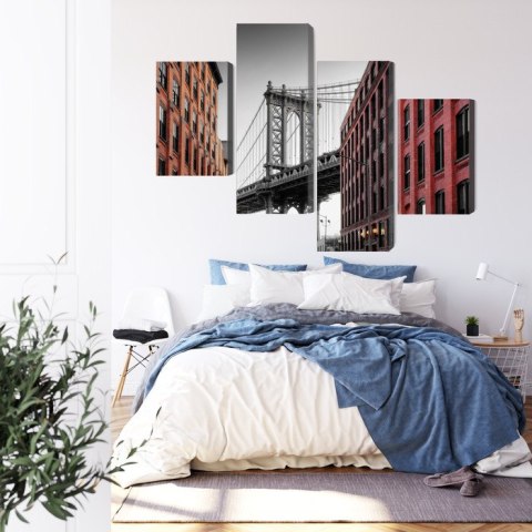 Obraz Wieloczęściowy Widok Na Most Manhattan Bridge Z Ulicy Washington Street Obraz Wieloczęściowy Widok Na Most Manhattan Bridge Z Ulicy Washington Street