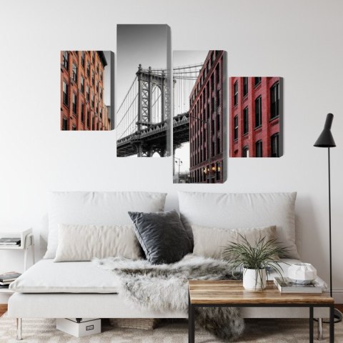 Obraz Wieloczęściowy Widok Na Most Manhattan Bridge Z Ulicy Washington Street Obraz Wieloczęściowy Widok Na Most Manhattan Bridge Z Ulicy Washington Street