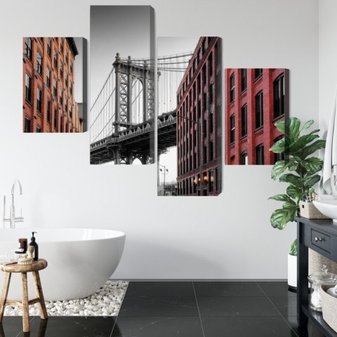 Obraz Wieloczęściowy Widok Na Most Manhattan Bridge Z Ulicy Washington Street Obraz Wieloczęściowy Widok Na Most Manhattan Bridge Z Ulicy Washington Street