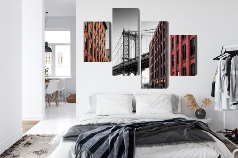 Obraz Wieloczęściowy Widok Na Most Manhattan Bridge Z Ulicy Washington Street Obraz Wieloczęściowy Widok Na Most Manhattan Bridge Z Ulicy Washington Street