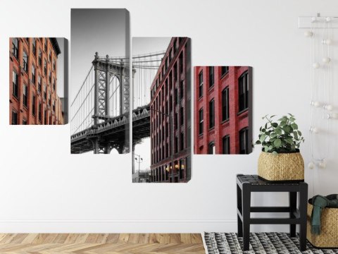 Obraz Wieloczęściowy Widok Na Most Manhattan Bridge Z Ulicy Washington Street Obraz Wieloczęściowy Widok Na Most Manhattan Bridge Z Ulicy Washington Street