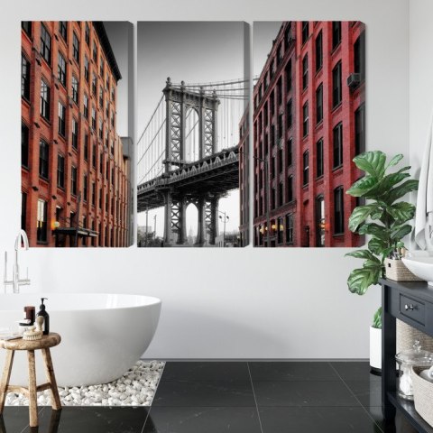 Obraz Wieloczęściowy Widok Na Most Manhattan Bridge Z Ulicy Washington Street Obraz Wieloczęściowy Widok Na Most Manhattan Bridge Z Ulicy Washington Street
