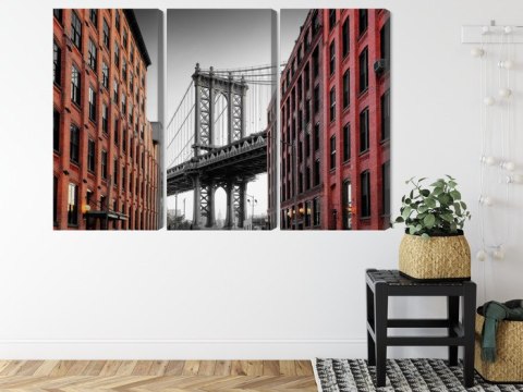 Obraz Wieloczęściowy Widok Na Most Manhattan Bridge Z Ulicy Washington Street Obraz Wieloczęściowy Widok Na Most Manhattan Bridge Z Ulicy Washington Street