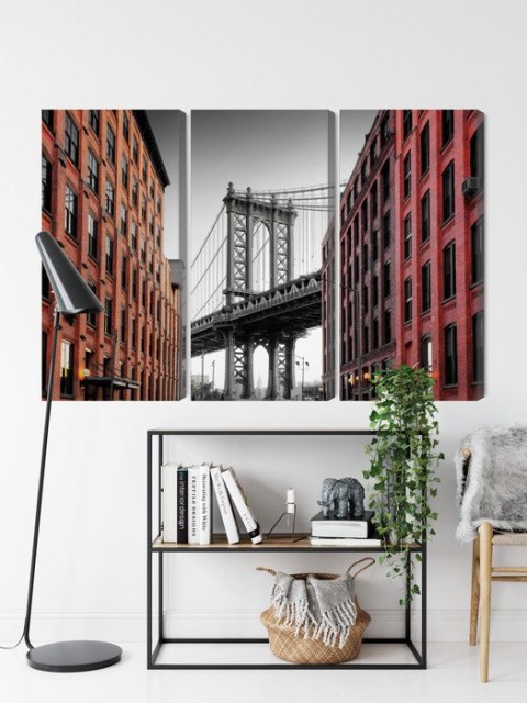 Obraz Wieloczęściowy Widok Na Most Manhattan Bridge Z Ulicy Washington Street Obraz Wieloczęściowy Widok Na Most Manhattan Bridge Z Ulicy Washington Street