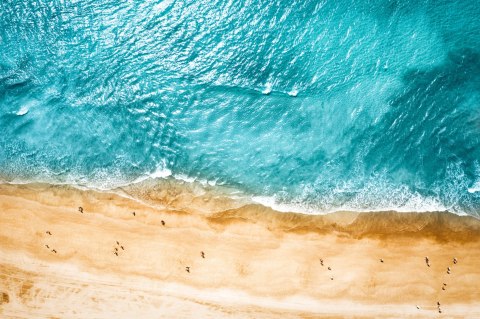 Obraz Wieloczęściowy Widok Z Lotu Ptaka Na Ocean I Plażę Obraz Wieloczęściowy Widok Z Lotu Ptaka Na Ocean I Plażę