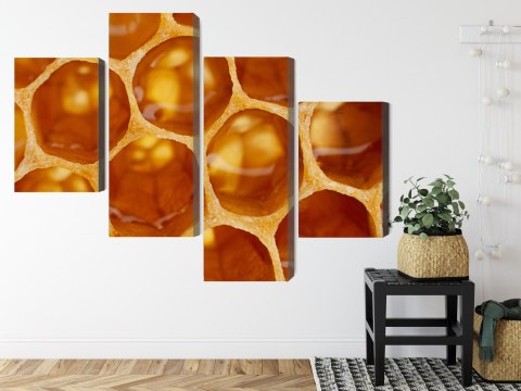 Obraz Wieloczęściowy Plaster Miodu W Skali Makro Obraz Wieloczęściowy Plaster Miodu W Skali Makro