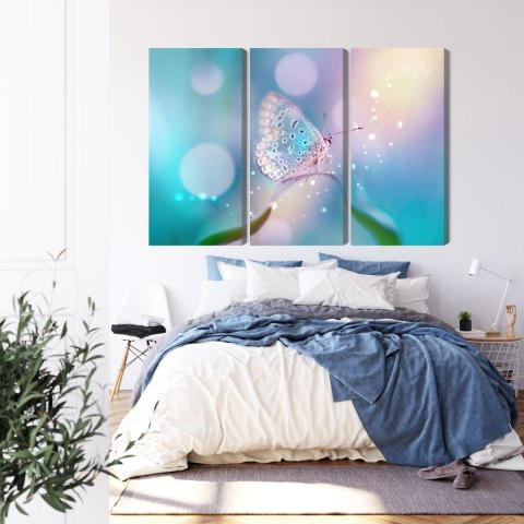 Obraz Wieloczęściowy Delikatny Motyl Na Źdźble Trawy W Skali Makro Obraz Wieloczęściowy Delikatny Motyl Na Źdźble Trawy W Skali Makro