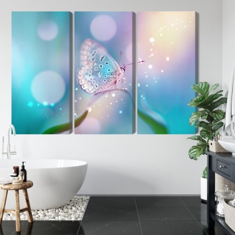 Obraz Wieloczęściowy Delikatny Motyl Na Źdźble Trawy W Skali Makro Obraz Wieloczęściowy Delikatny Motyl Na Źdźble Trawy W Skali Makro