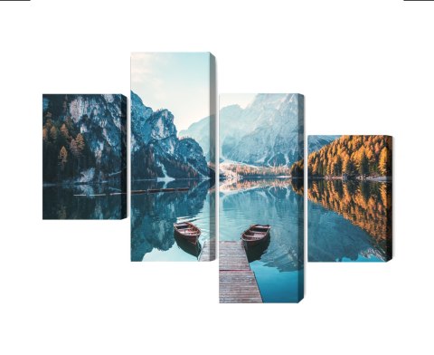 Obraz Wieloczęściowy Jezioro Braies We Włoskich Dolomitach 3D Obraz Wieloczęściowy Jezioro Braies We Włoskich Dolomitach 3D