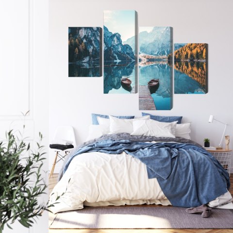 Obraz Wieloczęściowy Jezioro Braies We Włoskich Dolomitach 3D Obraz Wieloczęściowy Jezioro Braies We Włoskich Dolomitach 3D