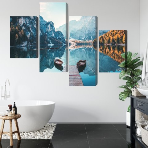 Obraz Wieloczęściowy Jezioro Braies We Włoskich Dolomitach 3D Obraz Wieloczęściowy Jezioro Braies We Włoskich Dolomitach 3D