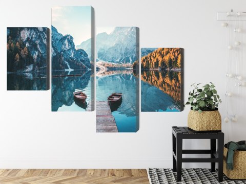 Obraz Wieloczęściowy Jezioro Braies We Włoskich Dolomitach 3D Obraz Wieloczęściowy Jezioro Braies We Włoskich Dolomitach 3D