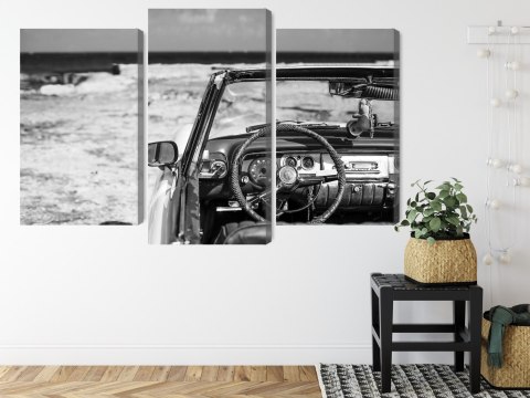 Obraz Wieloczęściowy Wnętrze Starego Kubańskiego Samochodu Obraz Wieloczęściowy Wnętrze Starego Kubańskiego Samochodu