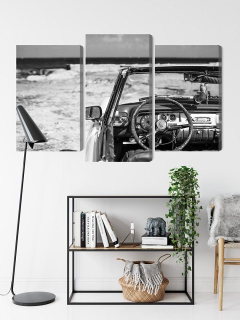 Obraz Wieloczęściowy Wnętrze Starego Kubańskiego Samochodu Obraz Wieloczęściowy Wnętrze Starego Kubańskiego Samochodu