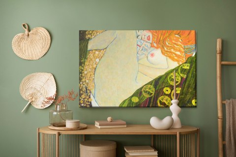 Obraz Na Płótnie Oil On Canvas. Oil Painting. Gold Leaf. Beautiful Red Hair Girl. Based On Painting Danae. G. Klimt Obraz Na Płótnie Oil On Canvas. Oil Painting. Gold Leaf. Beautiful Red Hair Girl. Based On Painting Danae. G. Klimt