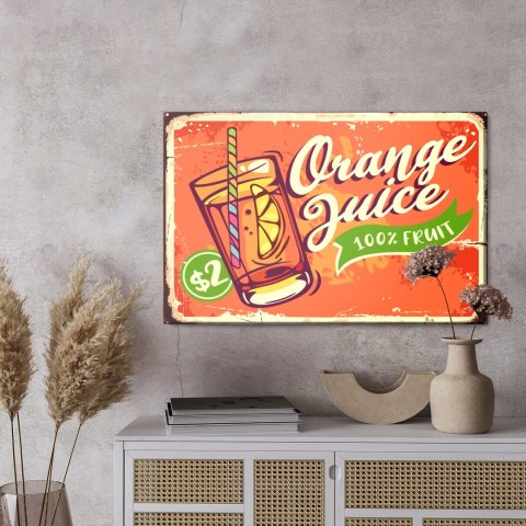 Obraz Na Płótnie Sok Pomarańczowy I Napis Retro Obraz Na Płótnie Sok Pomarańczowy I Napis Retro