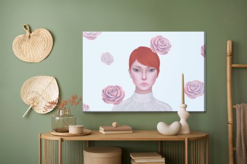 Obraz Na Płótnie Woman And Rose Flowers. Concept Idea Art Of Surreal, Mystery And Love. Conceptual 3D . Human And Nature. Portra Obraz Na Płótnie Woman And Rose Flowers. Concept Idea Art Of Surreal, Mystery And Love. Conceptual 3D . Human And Nature. Portra