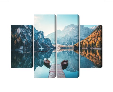 Obraz Wieloczęściowy Jezioro Braies We Włoskich Dolomitach 3D Obraz Wieloczęściowy Jezioro Braies We Włoskich Dolomitach 3D