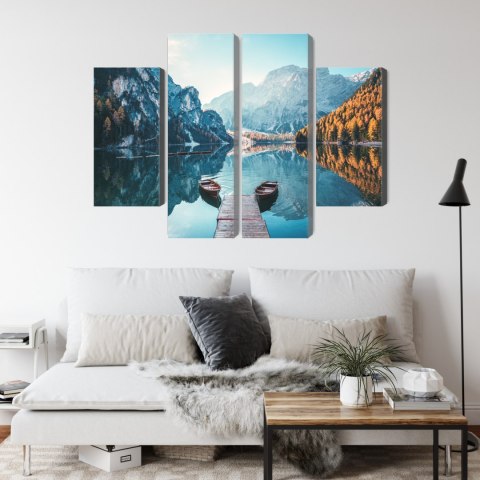 Obraz Wieloczęściowy Jezioro Braies We Włoskich Dolomitach 3D Obraz Wieloczęściowy Jezioro Braies We Włoskich Dolomitach 3D