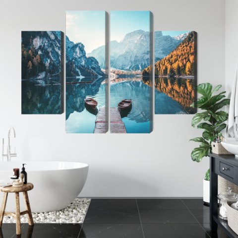 Obraz Wieloczęściowy Jezioro Braies We Włoskich Dolomitach 3D Obraz Wieloczęściowy Jezioro Braies We Włoskich Dolomitach 3D