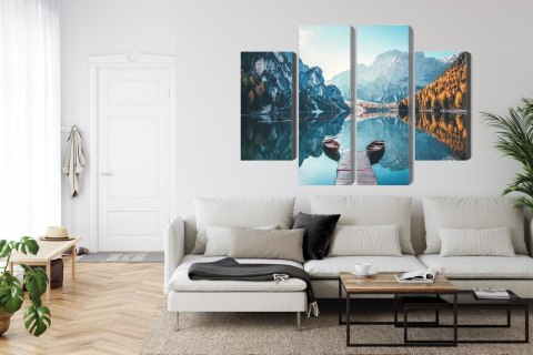 Obraz Wieloczęściowy Jezioro Braies We Włoskich Dolomitach 3D Obraz Wieloczęściowy Jezioro Braies We Włoskich Dolomitach 3D