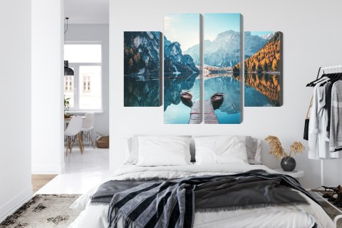 Obraz Wieloczęściowy Jezioro Braies We Włoskich Dolomitach 3D Obraz Wieloczęściowy Jezioro Braies We Włoskich Dolomitach 3D