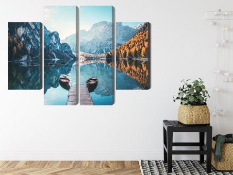 Obraz Wieloczęściowy Jezioro Braies We Włoskich Dolomitach 3D Obraz Wieloczęściowy Jezioro Braies We Włoskich Dolomitach 3D