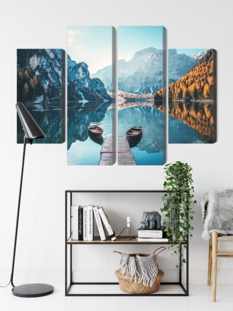 Obraz Wieloczęściowy Jezioro Braies We Włoskich Dolomitach 3D Obraz Wieloczęściowy Jezioro Braies We Włoskich Dolomitach 3D