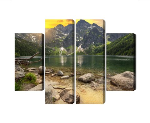 Obraz Wieloczęściowy Morskie Oko W Tatrach O Zachodzie Słońca 3D Obraz Wieloczęściowy Morskie Oko W Tatrach O Zachodzie Słońca 3D