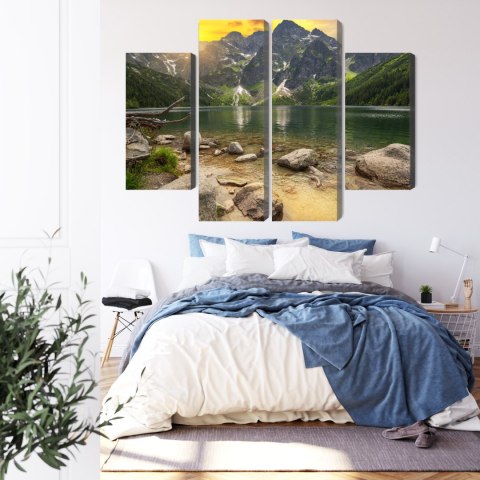 Obraz Wieloczęściowy Morskie Oko W Tatrach O Zachodzie Słońca 3D Obraz Wieloczęściowy Morskie Oko W Tatrach O Zachodzie Słońca 3D