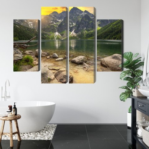 Obraz Wieloczęściowy Morskie Oko W Tatrach O Zachodzie Słońca 3D Obraz Wieloczęściowy Morskie Oko W Tatrach O Zachodzie Słońca 3D