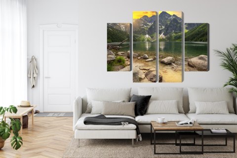 Obraz Wieloczęściowy Morskie Oko W Tatrach O Zachodzie Słońca 3D Obraz Wieloczęściowy Morskie Oko W Tatrach O Zachodzie Słońca 3D