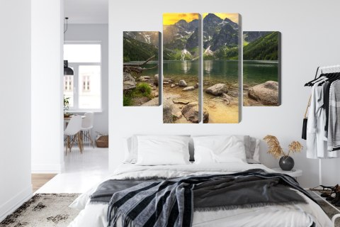 Obraz Wieloczęściowy Morskie Oko W Tatrach O Zachodzie Słońca 3D Obraz Wieloczęściowy Morskie Oko W Tatrach O Zachodzie Słońca 3D