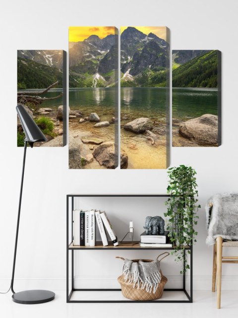 Obraz Wieloczęściowy Morskie Oko W Tatrach O Zachodzie Słońca 3D Obraz Wieloczęściowy Morskie Oko W Tatrach O Zachodzie Słońca 3D