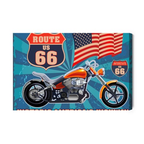 Obraz Na Płótnie Motocykl Z Amerykańską Flagą W Stylu Vintage Obraz Na Płótnie Motocykl Z Amerykańską Flagą W Stylu Vintage