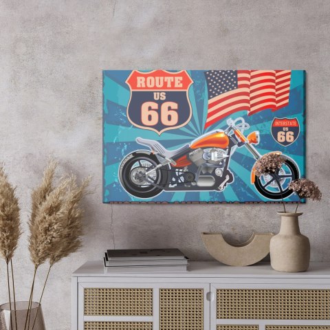 Obraz Na Płótnie Motocykl Z Amerykańską Flagą W Stylu Vintage Obraz Na Płótnie Motocykl Z Amerykańską Flagą W Stylu Vintage