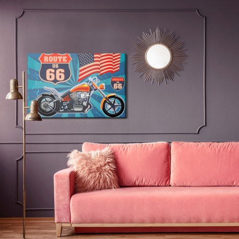 Obraz Na Płótnie Motocykl Z Amerykańską Flagą W Stylu Vintage Obraz Na Płótnie Motocykl Z Amerykańską Flagą W Stylu Vintage