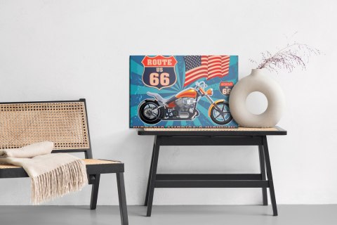 Obraz Na Płótnie Motocykl Z Amerykańską Flagą W Stylu Vintage Obraz Na Płótnie Motocykl Z Amerykańską Flagą W Stylu Vintage