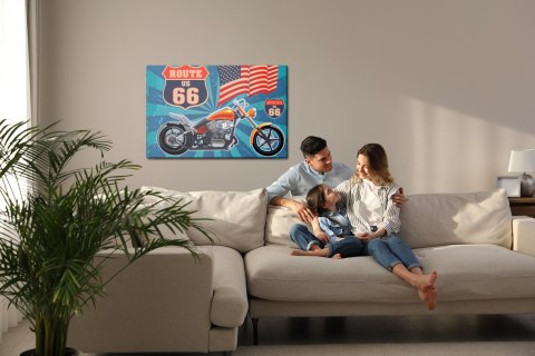 Obraz Na Płótnie Motocykl Z Amerykańską Flagą W Stylu Vintage Obraz Na Płótnie Motocykl Z Amerykańską Flagą W Stylu Vintage