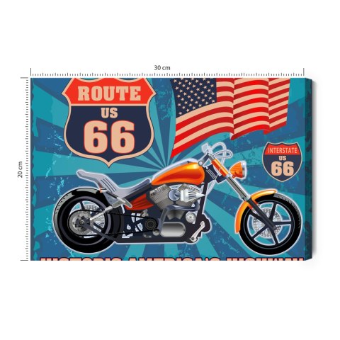 Obraz Na Płótnie Motocykl Z Amerykańską Flagą W Stylu Vintage Obraz Na Płótnie Motocykl Z Amerykańską Flagą W Stylu Vintage