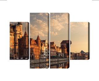 Obraz Wieloczęściowy Port Gdańsk O Zachodzie Słońca