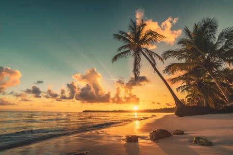 Obraz Wieloczęściowy Zachód Słońca Na Plaży Dominikany Obraz Wieloczęściowy Zachód Słońca Na Plaży Dominikany