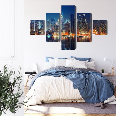 Obraz Wieloczęściowy Panoramiczny Widok Na Manhattan Nocą Obraz Wieloczęściowy Panoramiczny Widok Na Manhattan Nocą
